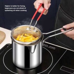 Stainless Steel Deep Fryer Pot with Strainer Basket – Heavy-Duty Kitchen Frying Pan (ODS)