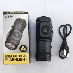 Mini Portable Outdoor LED Flashlight – High-Lumen Three-Eyed Rechargeable Torch for Camping, Travel & Emergency Use(ods)