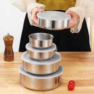 5-Piece Stainless Steel Lunch Box Set: Leak-Proof, Microwavable & Fresh-Keeping for Meal Prep