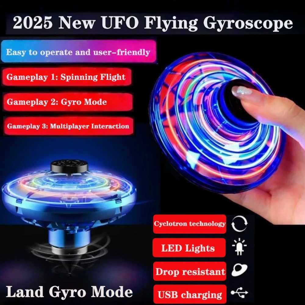 UFO Fingertip Gyroscope Sensing Toy, Fun Floating Luminous Gyroscope Stress Reducing Toy Children's Birthday Toy Gift - Image 7