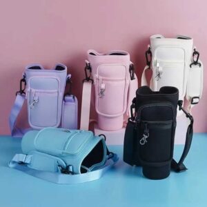 40oz Neoprene Water Bottle Carrier Bag | Adjustable Shoulder Strap Bottle Holder Pouch for Stanley Quencher Cup Sleeve