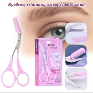 Eyebrow Scissors with Comb | Precision Cutting Tool for Perfect Eyebrow Shaping & Grooming | Random Color (Sharp Stainless Steel)