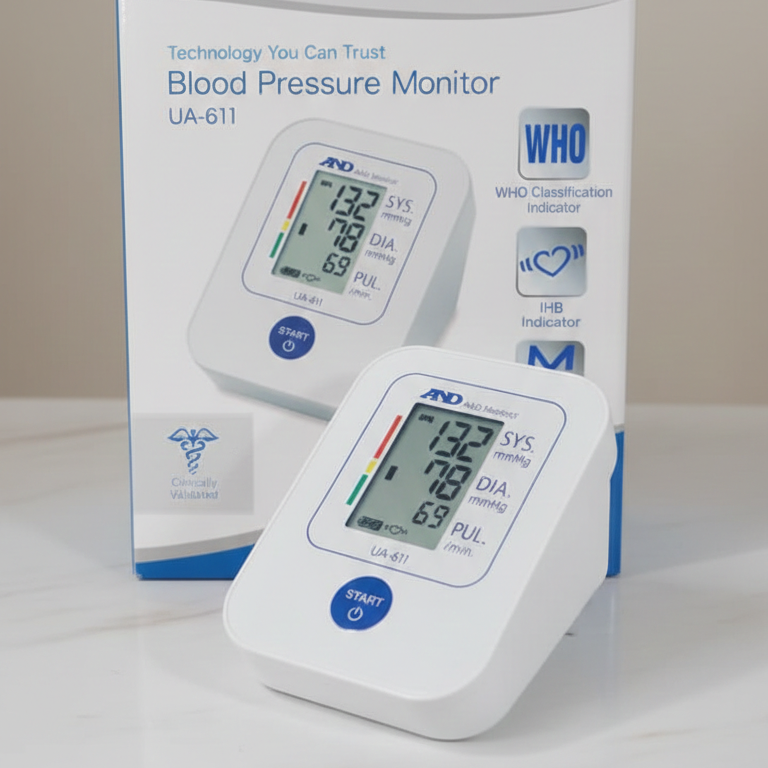 A&D Medical UA-611 Digital Blood Pressure Monitor | Clinically Validated, Automatic Upper Arm Machine with 60 Memory & Large Cuff