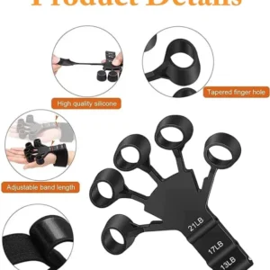 Adjustable Finger Strengthener Hand Grip Trainer – 13LB to 21LB Variable Resistance, Finger Exerciser for Guitar, Piano, Gaming, Fitness, Hand Therapy & Rehabilitation