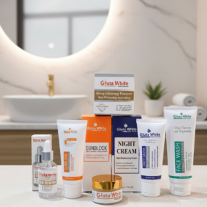 5-in-1 Gluta White Skincare Set | Face Cream, Face Wash, Serum, Sunblock & Night Cream | Complete Skin Brightening Kit