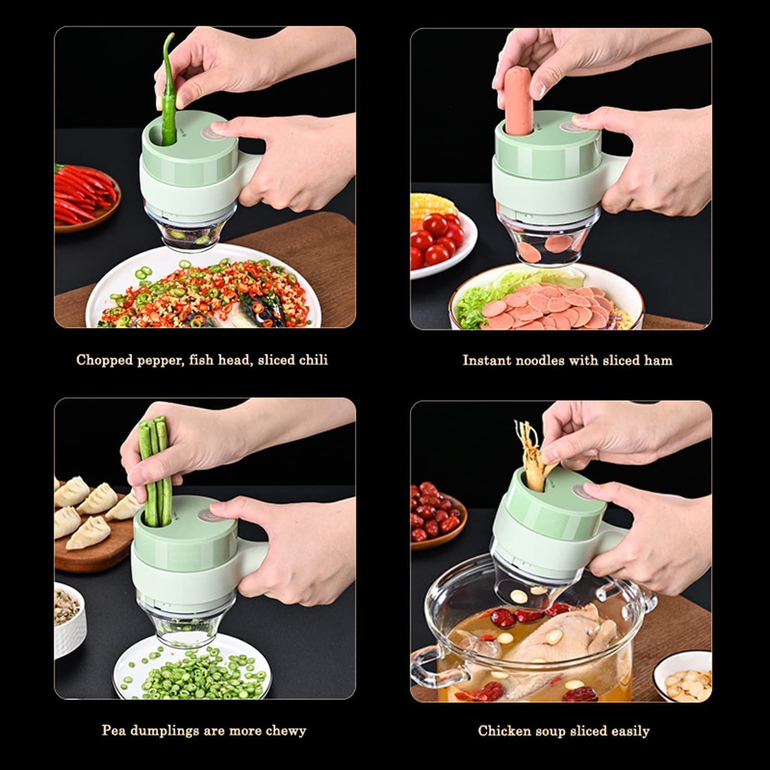 5 in 1 Handheld Electric Vegetable Cutter Set | Mini Wireless Food Chopper, Garlic Crusher & Slicer Machine - Image 2