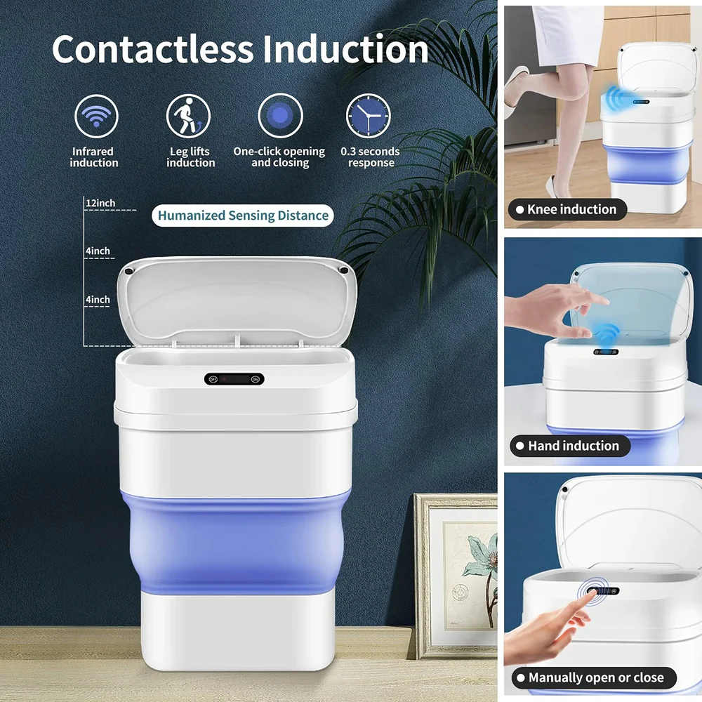 Automatic Sensor Dustbin, Hands-Free Touchless Trash Can with Lid - Image 2