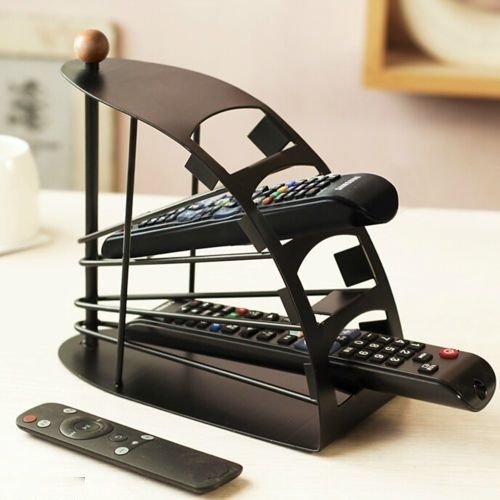 Remote Holder Stand Black Universal Remote Caddy TV Remote Organizer for Living Room Coffee Table Sofa Arm Bedside Multi-Compartment Holder - Image 4