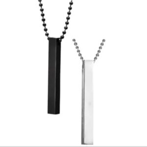 Pack of 2 Stainless Steel Bar Necklace – Black Plated Boys Chain Set
