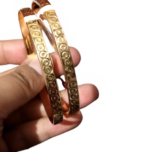 Gold Dotted Circle Bangle Bracelet for Women – Fashion Kara Set of 2