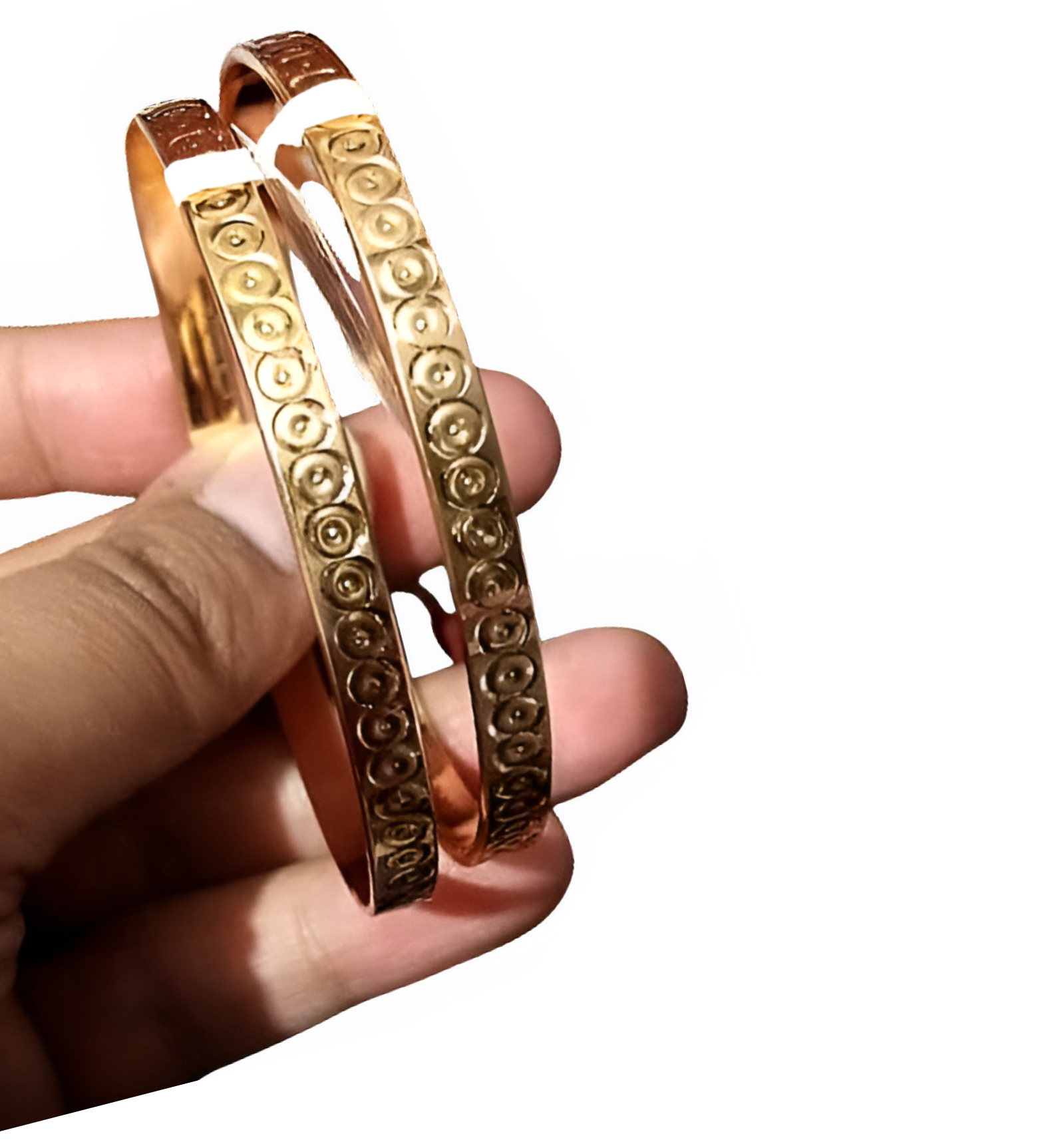 Gold Dotted Circle Bangle Bracelet for Women – Fashion Kara Set of 2