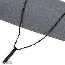 Pack of 2 Stainless Steel Bar Necklace – Black Plated Boys Chain Set - Image 2
