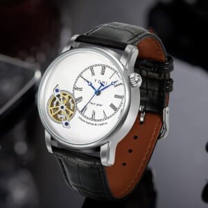 Men's Double Strap Leather Watch – Analog Quartz 3ATM (Random Color Gift)