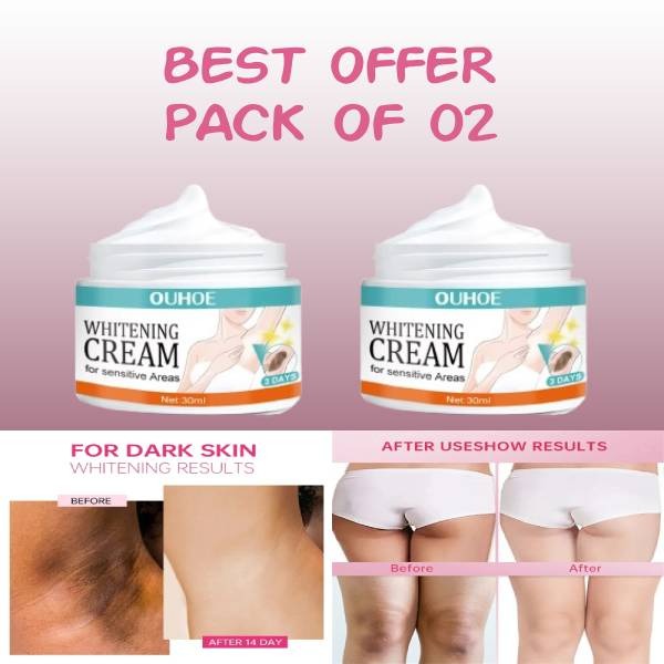 Pack of 2 Sensitive Area Whitening Cream – Dark Spot Lightening for Underarms, Inner Thighs & Private Parts (30ml Each) - Image 4