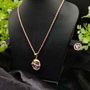 Imported Gold Pendant Necklace Set – Timeless Elegance with Radiant Crystals