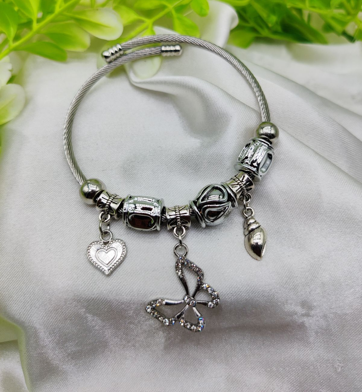 Pandora-Style Butterfly Charm Bracelet for Women & Girls