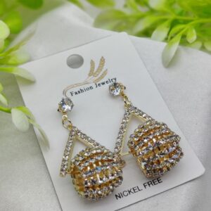 Triangle Drop Earrings with Rhinestone Accents | Women's Dangle Jewelry
