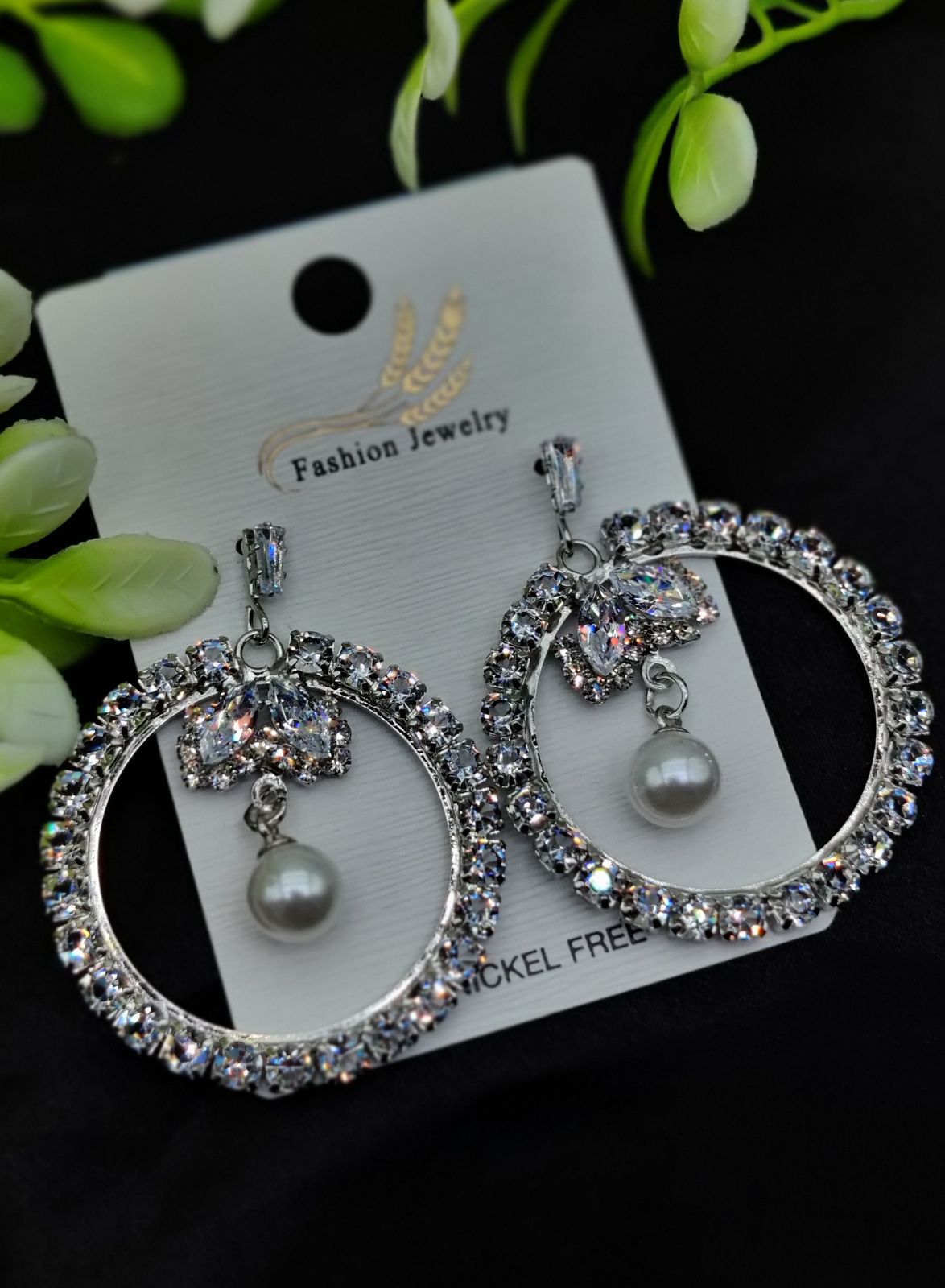 Imported Starburst Pearl Earrings – Elegant Silver Luxury Look for Women