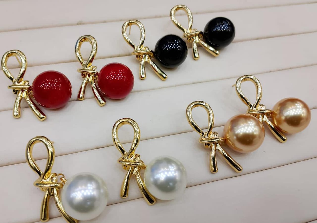 Knot Pearl Clip-On Earrings – Big Silver Grey & Black Pearl Luxury Look for Women