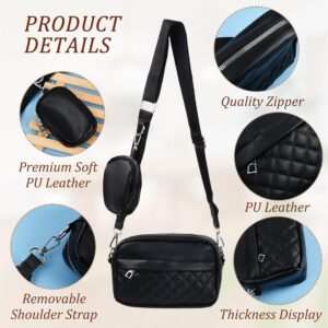 Stylish Girls Convertible Crossbody Bag Ladies Fashion Handbag PU Leather Waterproof Shoulder Purse With Change Purse Travel Crossbody Black