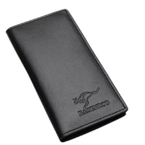 Kangro Ultra Slim Long Purse Wallet for Men | RFID Blocking | Minimalist Front Pocket Wallet | Leather Card Holder & Cash Wallet - Black