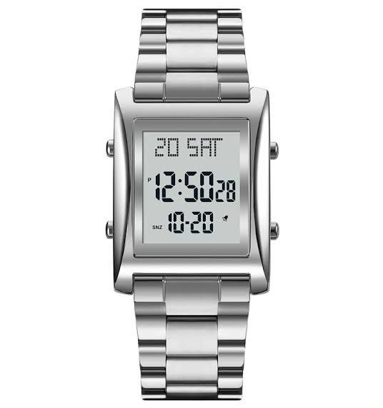 Skmei Men’s Digital Square Watch – Golden Stainless Steel Chain | Quartz Movement | No Box - Image 2