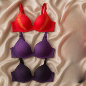 Women's Luxury Silk Padded Bra – Elegant Embroidery, Soft Comfort Fit, Everyday Wear (Random Color) - 36