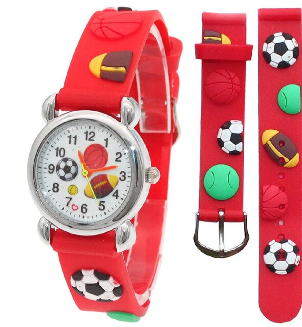 High Quality Cute Football Cartoon Children Watch – Girls & Boys Silicone Rubber Quartz Wristwatch (Random Color)