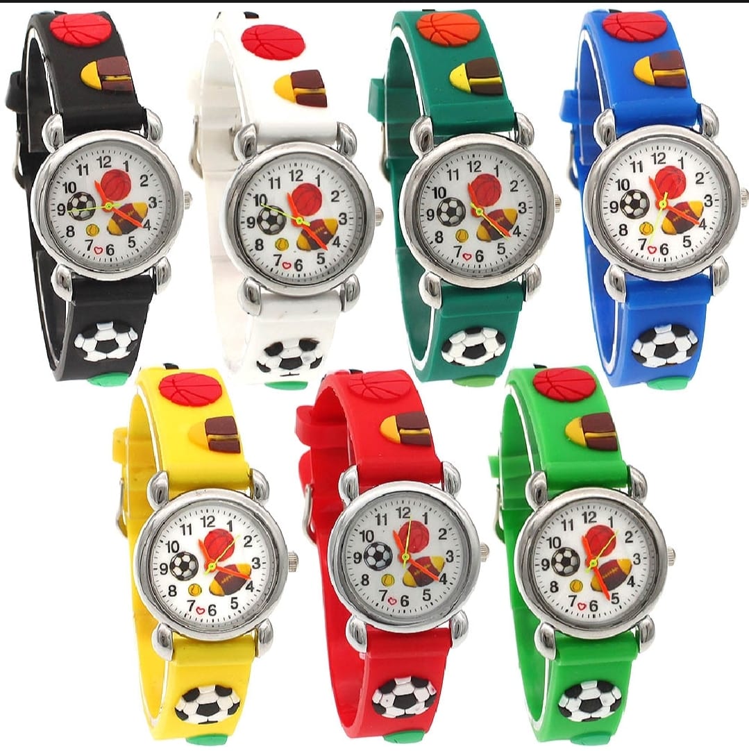 High Quality Cute Football Cartoon Children Watch – Girls & Boys Silicone Rubber Quartz Wristwatch (Random Color) - Image 2