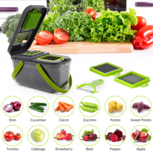 Kitchen Multifunctional Vegetable Cutter 22 PCS Set – Slicer, Shredder & Dicer for Onion, Potato, Fruits & Vegetables | Household Food Chopper Set