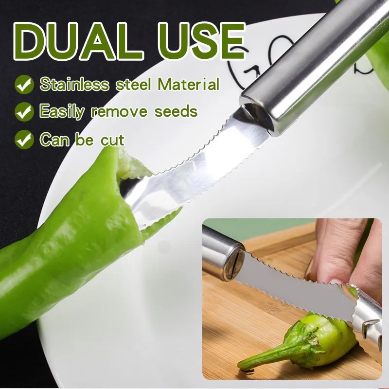Stainless Steel Pepper Corer & Vegetable Slicer – Jalapeno Core Remover - Image 2