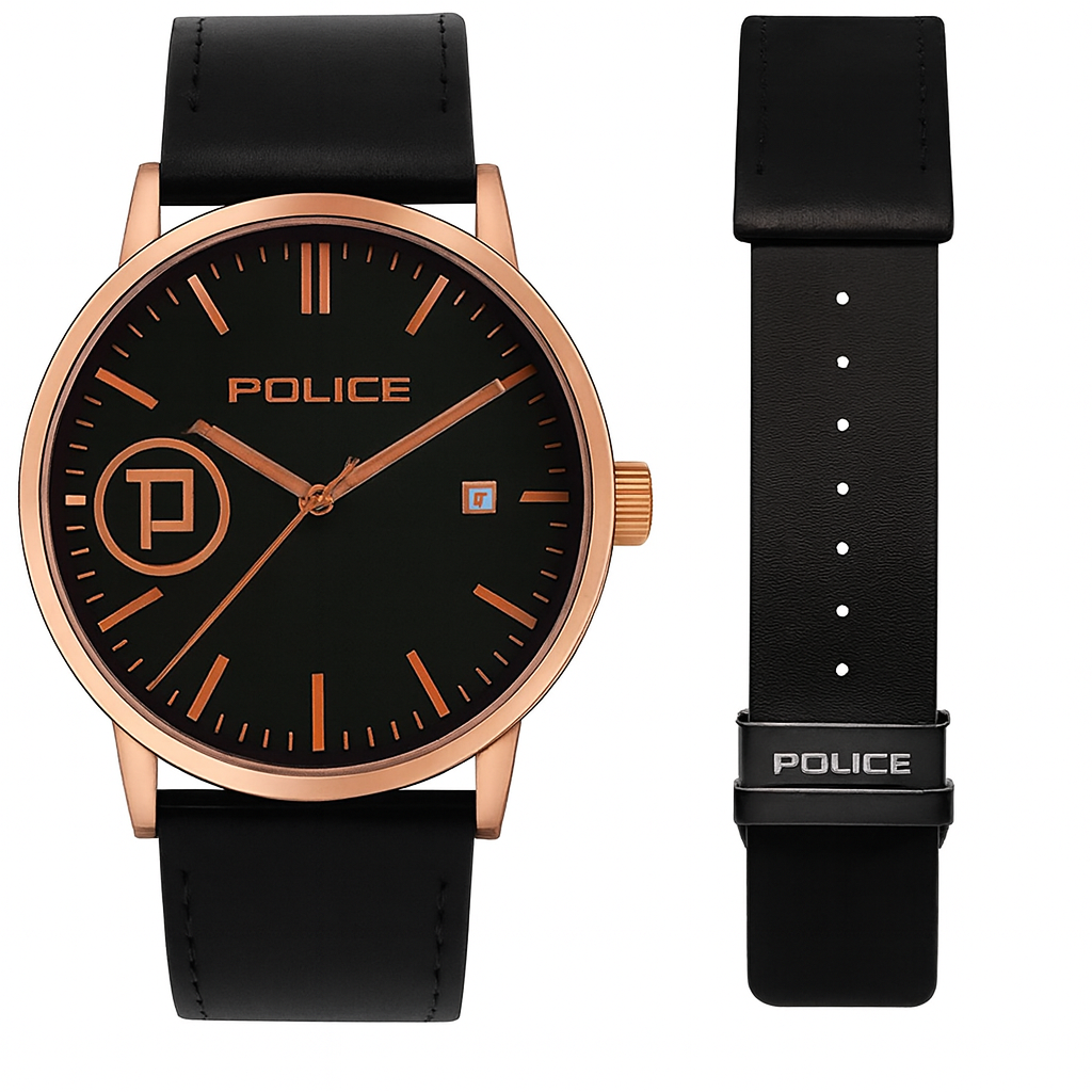 Police Style Watch, Bold Fashion Watch for Men with Leather Strap - Image 4