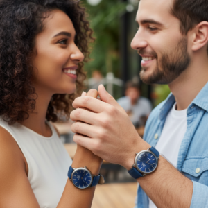 BG Couple Watches Pack of 2, Matching His & Hers Wristwatches Set, Elegant Analog Leather Strap Watches for Couples, Valentine's Day & Anniversary Gifts