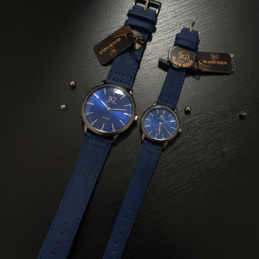 BG Couple Watches Pack of 2, Matching His & Hers Wristwatches Set, Elegant Analog Leather Strap Watches for Couples, Valentine's Day & Anniversary Gifts - Image 4