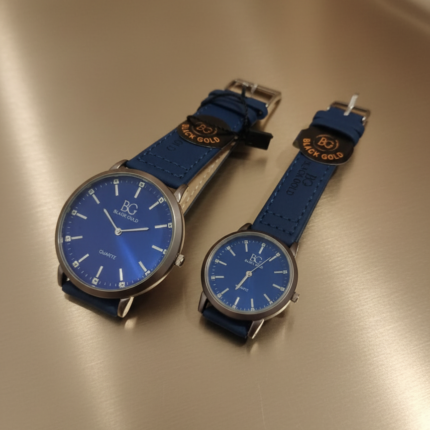BG Couple Watches Pack of 2, Matching His & Hers Wristwatches Set, Elegant Analog Leather Strap Watches for Couples, Valentine's Day & Anniversary Gifts - Image 3