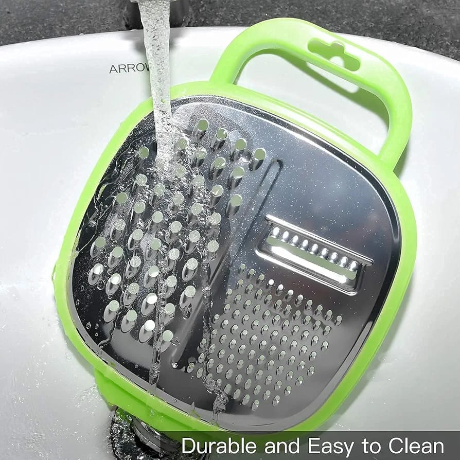 3-in-1 Cheese Grater with Storage Container, Non-Stick Blades Vegetable Slicer & Peeler - Image 2