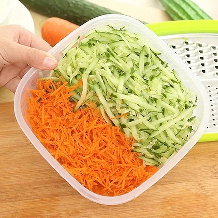 3-in-1 Cheese Grater with Storage Container, Non-Stick Blades Vegetable Slicer & Peeler - Image 4