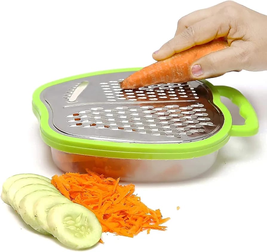 3-in-1 Cheese Grater with Storage Container, Non-Stick Blades Vegetable Slicer & Peeler - Image 3