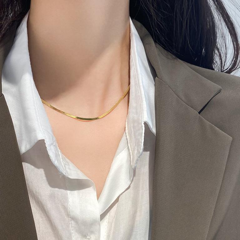 AWT-179 Thin Snake Chain Necklace in Gold - Delicate Dainty Jewelry - Image 2