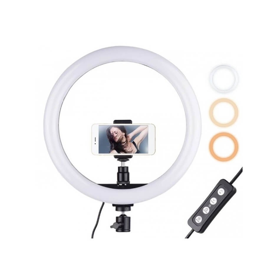10-inch LED Ring Light with Phone Holder, Dimmable Professional Fill Light for Videos