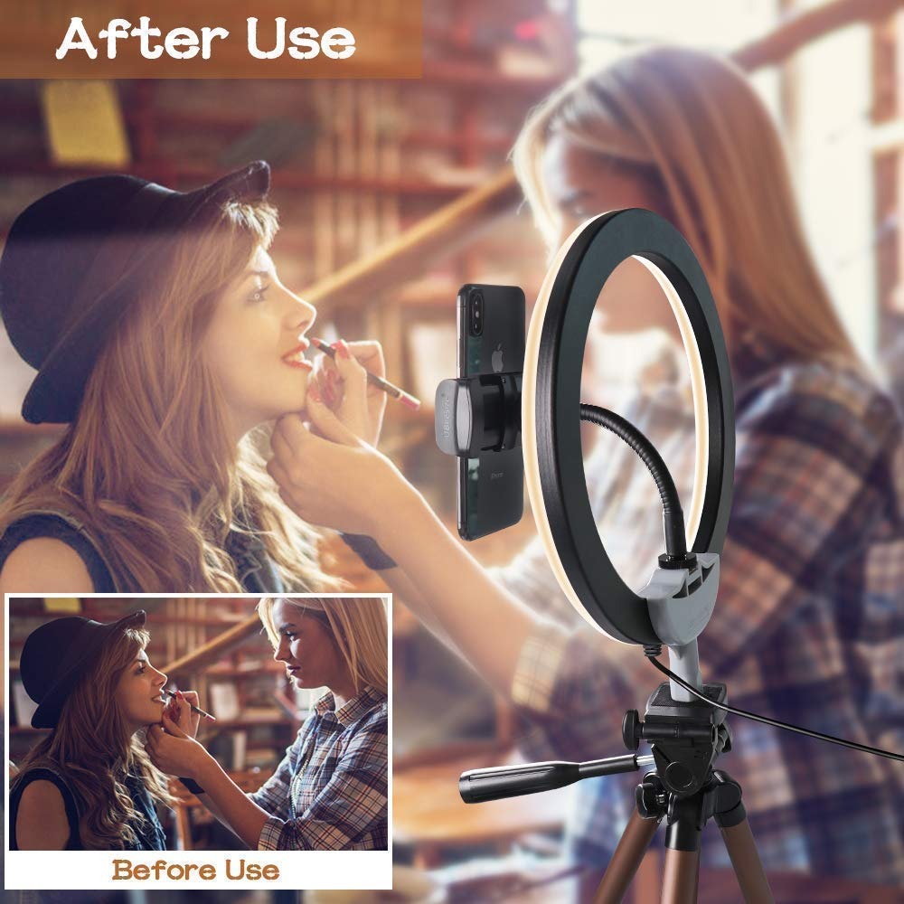 10-inch LED Ring Light with Phone Holder, Dimmable Professional Fill Light for Videos - Image 3