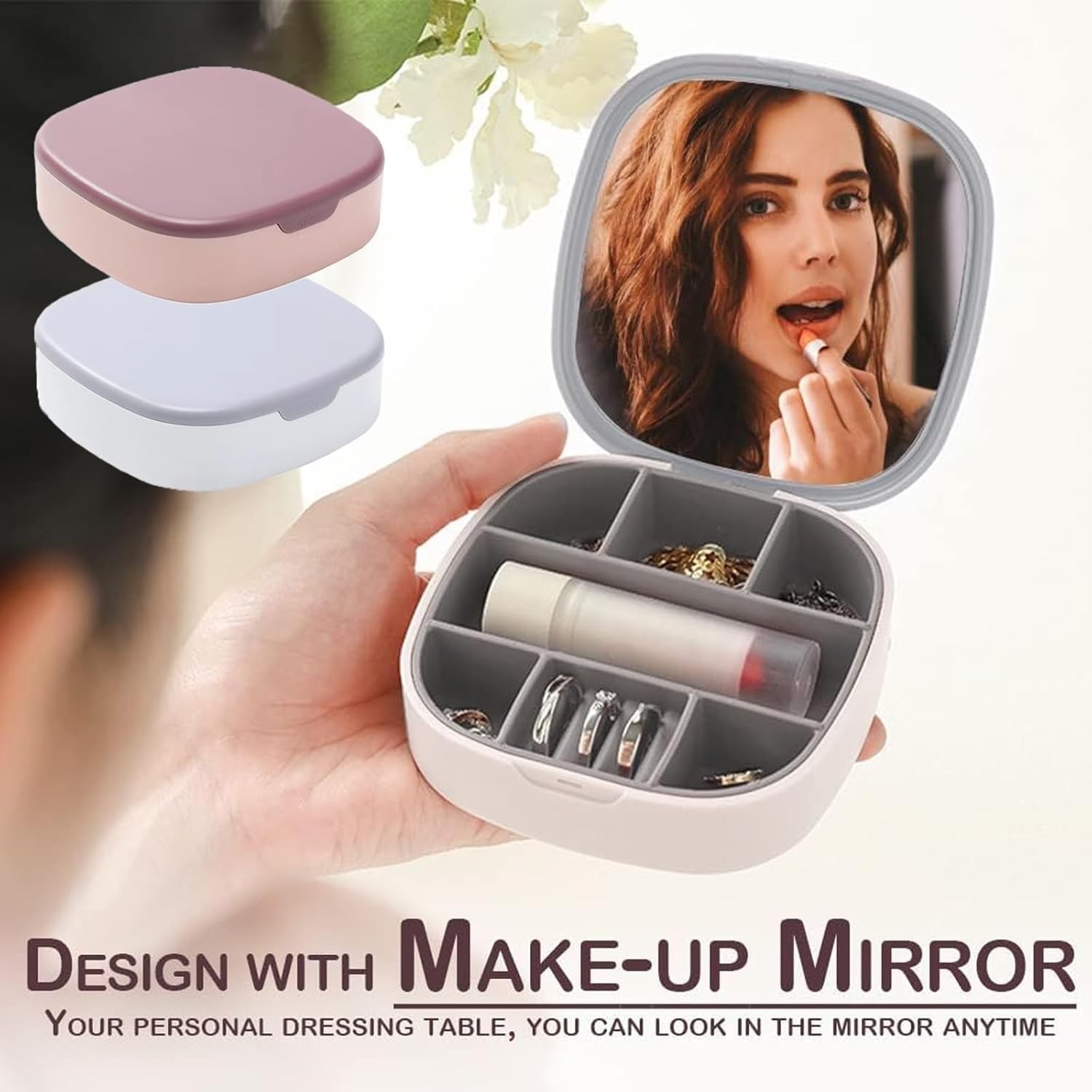 Portable Jewelry Box with Built-In Mirror | Travel Organizer LD-988