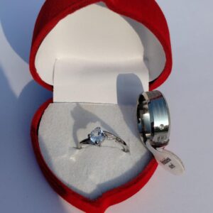 Eternal Promise Couple Rings: Solitaire & Band Set (Free Size)