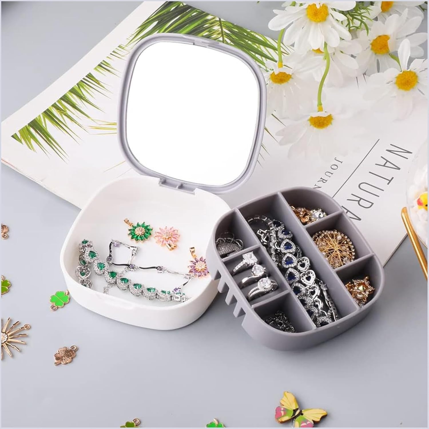 Portable Jewelry Box with Built-In Mirror | Travel Organizer LD-988 - Image 5