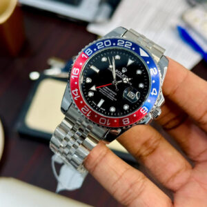 Golden Silver Rolex Design Watch, Elegant Luxury Timepiece for Men