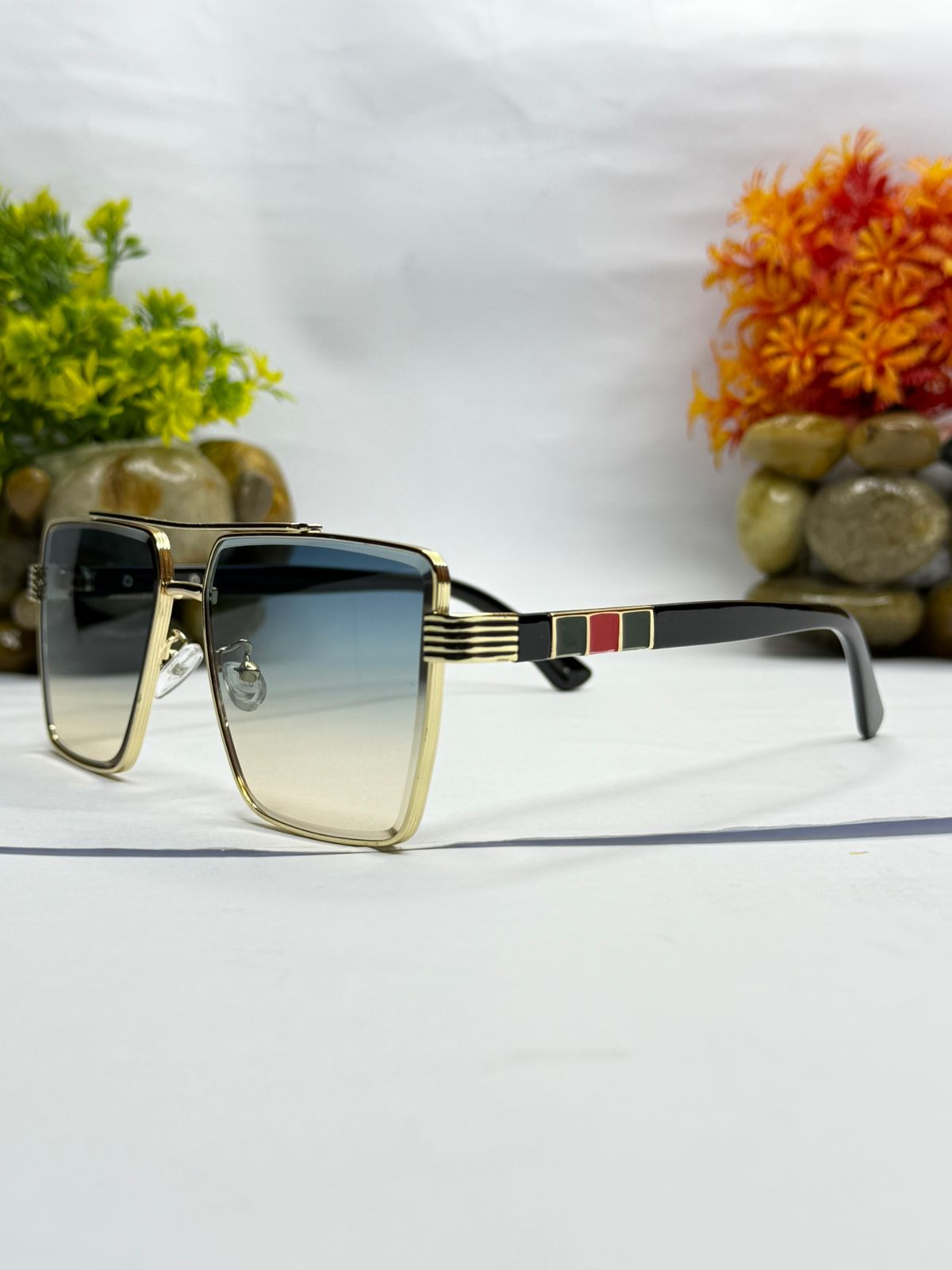 Luxury Square Black Gradient Unisex Sunglasses - Image 2