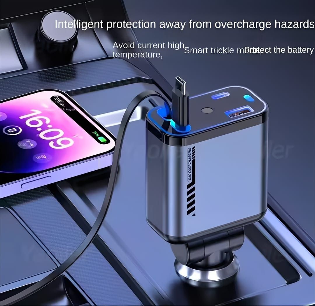 Super Fast Charging 4-in-1 Car Charger | PD Fast Charge | Type-C & USB Ports | Intelligent, Secure & Stylish Design - Image 8