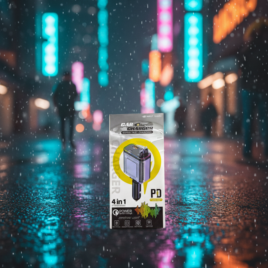 Super Fast Charging 4-in-1 Car Charger | PD Fast Charge | Type-C & USB Ports | Intelligent, Secure & Stylish Design - Image 3