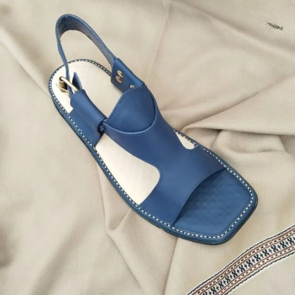 Men’s Premium Blue Panjadara Chappal – Traditional Peshawari Style Comfortable & Durable Sandal for Men - Image 2