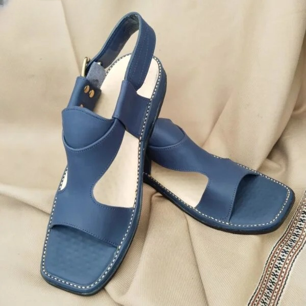 Men’s Premium Blue Panjadara Chappal – Traditional Peshawari Style Comfortable & Durable Sandal for Men - Image 4
